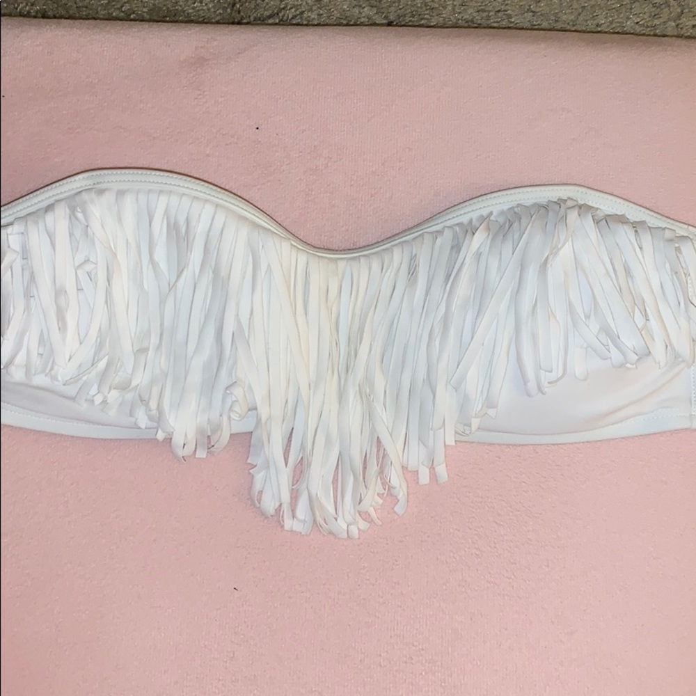 White fringe bikini top
